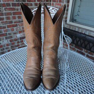 NOCONA Men's Tan Leather Roper Round Toe Western Boots Size 8D